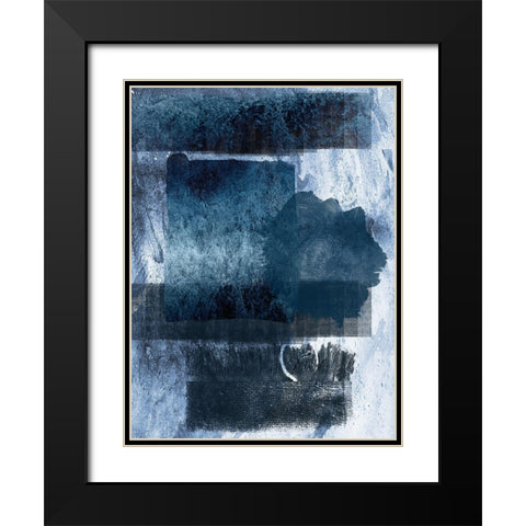 Placid Blue Black Modern Wood Framed Art Print with Double Matting by Lewis, Sheldon