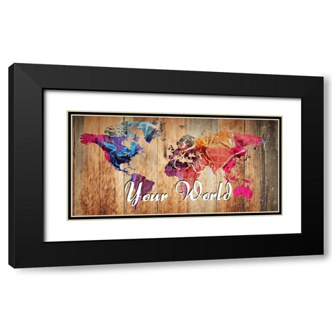 Big World Black Modern Wood Framed Art Print with Double Matting by Lewis, Sheldon