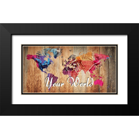 Big World Black Modern Wood Framed Art Print with Double Matting by Lewis, Sheldon