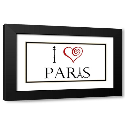 Paris Love 1 Black Modern Wood Framed Art Print with Double Matting by Lewis, Sheldon
