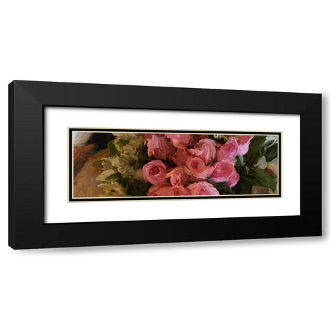 Pink Roses Black Modern Wood Framed Art Print with Double Matting by Butcher, Sarah