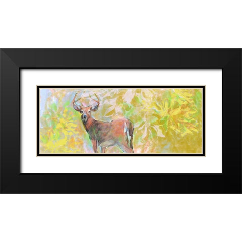 Deer With Magnolia Black Modern Wood Framed Art Print with Double Matting by Butcher, Sarah