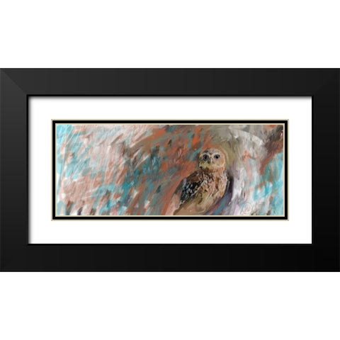 Owl Panel Black Modern Wood Framed Art Print with Double Matting by Butcher, Sarah