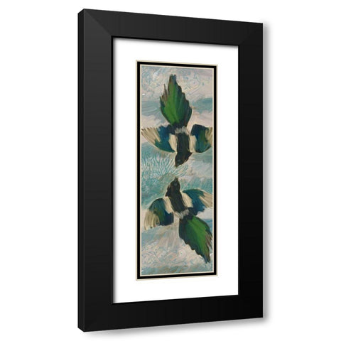Birds Green Blue Black Modern Wood Framed Art Print with Double Matting by Butcher, Sarah