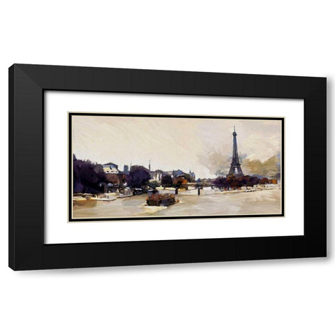 Eiffel Tower Seine View 2 Black Modern Wood Framed Art Print with Double Matting by Butcher, Sarah