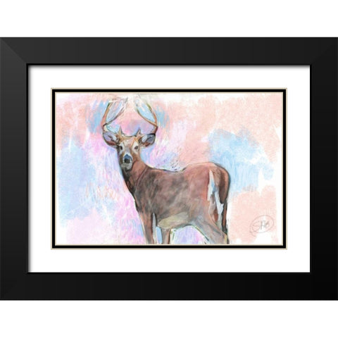 Stag Black Modern Wood Framed Art Print with Double Matting by Butcher, Sarah