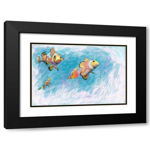 Clowfish Trio Black Modern Wood Framed Art Print with Double Matting by Butcher, Sarah