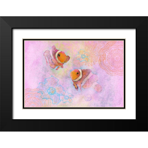 Clownfish Pair Black Modern Wood Framed Art Print with Double Matting by Butcher, Sarah