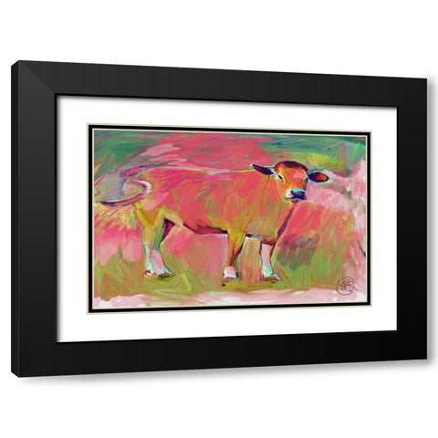 Pink Calf 2 Black Modern Wood Framed Art Print with Double Matting by Butcher, Sarah