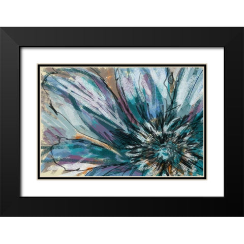 Blue Flower Black Modern Wood Framed Art Print with Double Matting by Butcher, Sarah