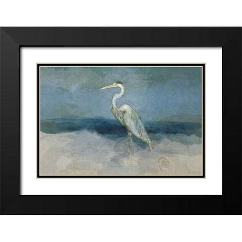 White Heron Black Modern Wood Framed Art Print with Double Matting by Butcher, Sarah