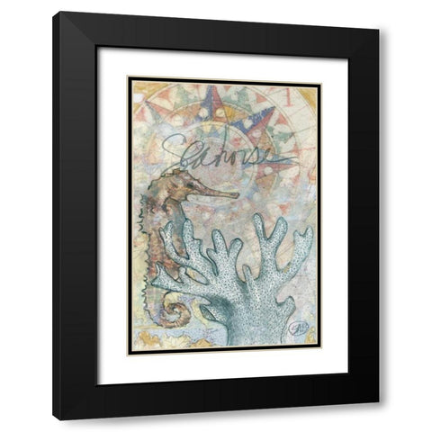 Seahorse Black Modern Wood Framed Art Print with Double Matting by Butcher, Sarah