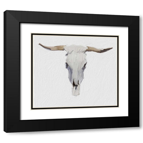 Alabaster Cow Skull Black Modern Wood Framed Art Print with Double Matting by Butcher, Sarah