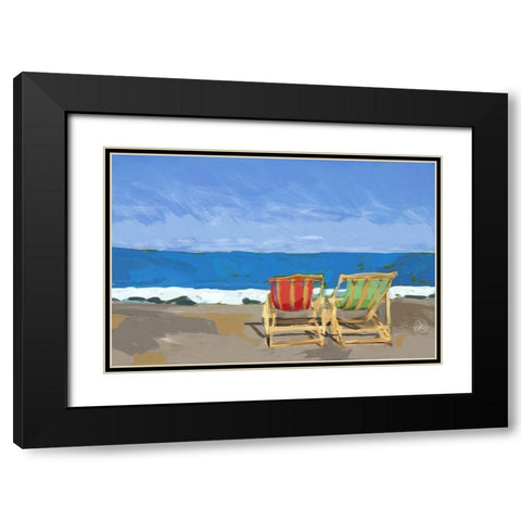 Beach Chairs Black Modern Wood Framed Art Print with Double Matting by Butcher, Sarah