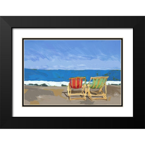 Beach Chairs Black Modern Wood Framed Art Print with Double Matting by Butcher, Sarah