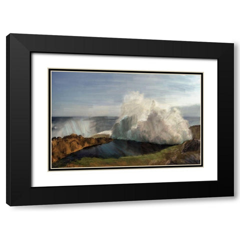 Ocean Big Wave Black Modern Wood Framed Art Print with Double Matting by Butcher, Sarah