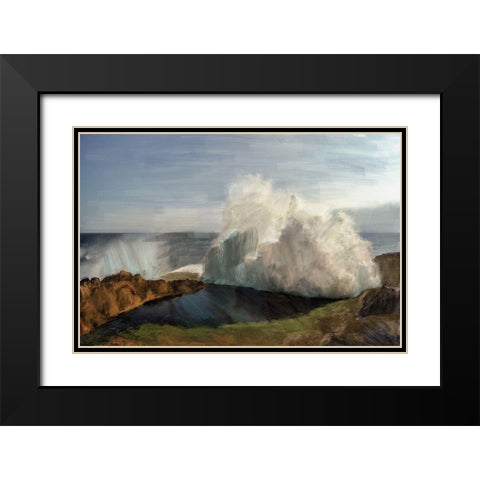 Ocean Big Wave Black Modern Wood Framed Art Print with Double Matting by Butcher, Sarah