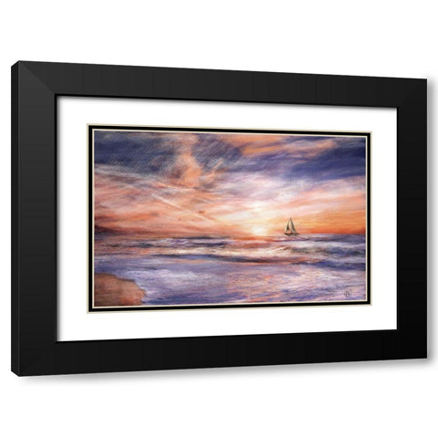 Sunset Sailboat Black Modern Wood Framed Art Print with Double Matting by Butcher, Sarah