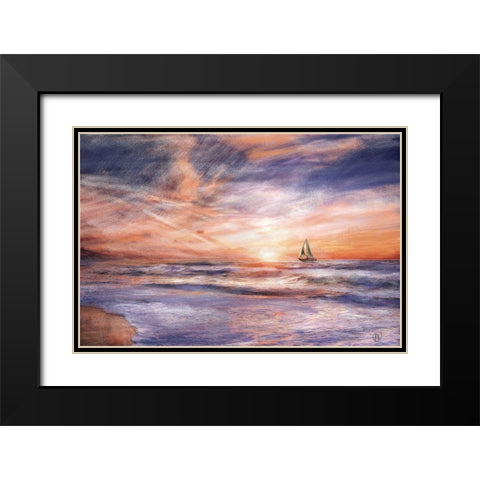 Sunset Sailboat Black Modern Wood Framed Art Print with Double Matting by Butcher, Sarah