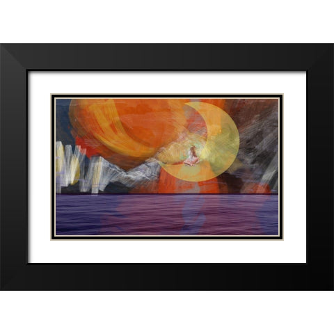 Girl On The Moon Black Modern Wood Framed Art Print with Double Matting by Butcher, Sarah