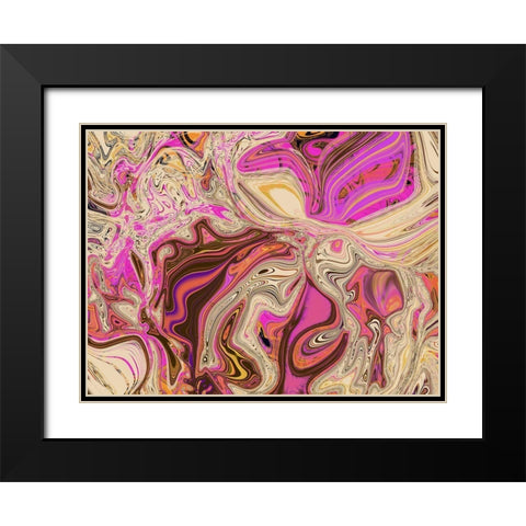 Pink and Tan Paint Pour Black Modern Wood Framed Art Print with Double Matting by Butcher, Sarah
