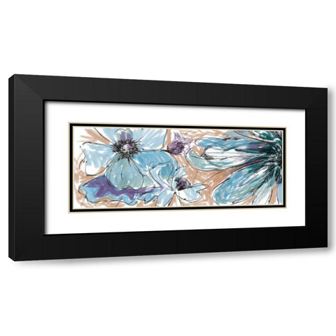 Blue Flowerrs 2 Black Modern Wood Framed Art Print with Double Matting by Butcher, Sarah