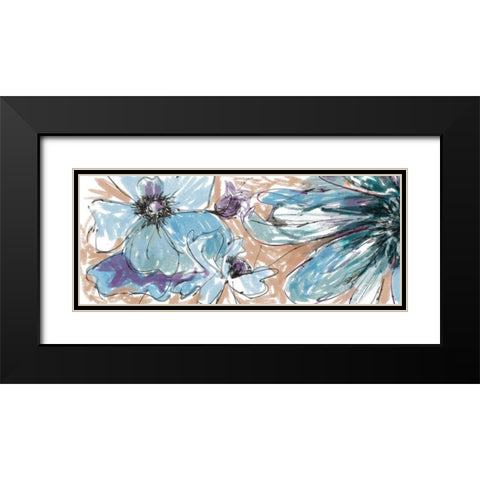 Blue Flowerrs 2 Black Modern Wood Framed Art Print with Double Matting by Butcher, Sarah
