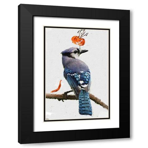 Flowering Blue Jay Black Modern Wood Framed Art Print with Double Matting by Butcher, Sarah
