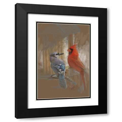 Perched Buddies Black Modern Wood Framed Art Print with Double Matting by Butcher, Sarah