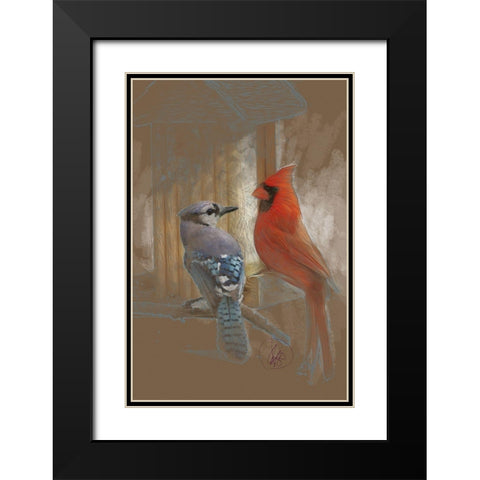 Perched Buddies Black Modern Wood Framed Art Print with Double Matting by Butcher, Sarah