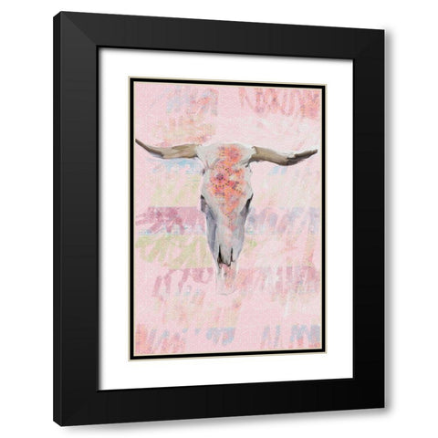 Southwest Cow Skull Black Modern Wood Framed Art Print with Double Matting by Butcher, Sarah
