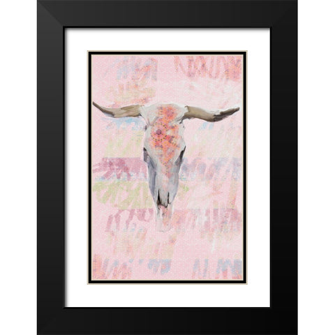 Southwest Cow Skull Black Modern Wood Framed Art Print with Double Matting by Butcher, Sarah