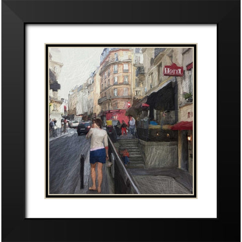 Streets of Paris Black Modern Wood Framed Art Print with Double Matting by Butcher, Sarah