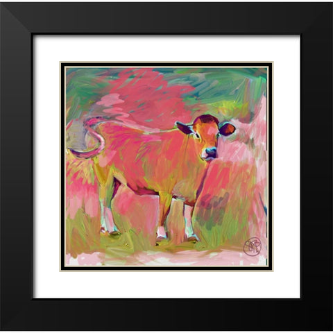 Pink Calf Black Modern Wood Framed Art Print with Double Matting by Butcher, Sarah
