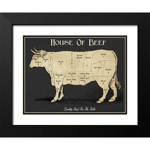 House Of Beef Black Modern Wood Framed Art Print with Double Matting by Carlson, Tina