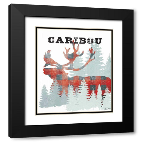 Plaid Caribou Black Modern Wood Framed Art Print with Double Matting by Carlson, Tina