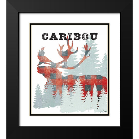Plaid Caribou Black Modern Wood Framed Art Print with Double Matting by Carlson, Tina