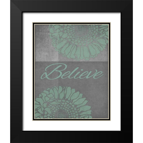 Floral Believe 2 Black Modern Wood Framed Art Print with Double Matting by Carlson, Tina