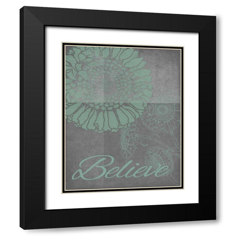 Floral Believe 3 Black Modern Wood Framed Art Print with Double Matting by Carlson, Tina