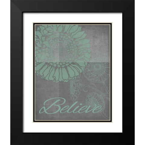 Floral Believe 3 Black Modern Wood Framed Art Print with Double Matting by Carlson, Tina