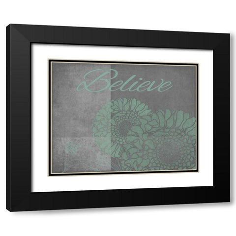 Floral Believe 5 Black Modern Wood Framed Art Print with Double Matting by Carlson, Tina