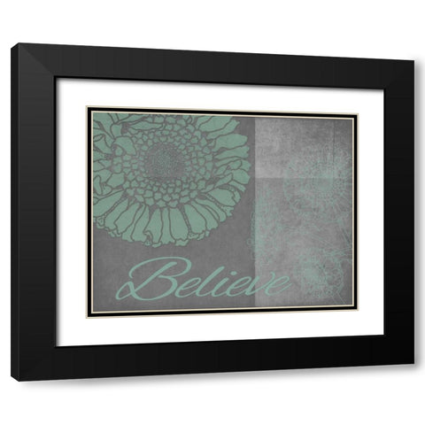Floral Believe 6 Black Modern Wood Framed Art Print with Double Matting by Carlson, Tina