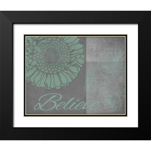 Floral Believe 6 Black Modern Wood Framed Art Print with Double Matting by Carlson, Tina