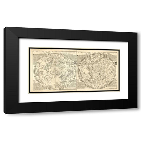 Planisphere Celeste Black Modern Wood Framed Art Print with Double Matting by Carlson, Tina