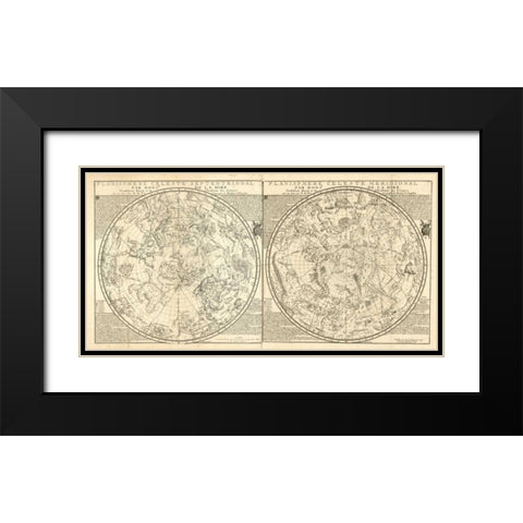 Planisphere Celeste Black Modern Wood Framed Art Print with Double Matting by Carlson, Tina