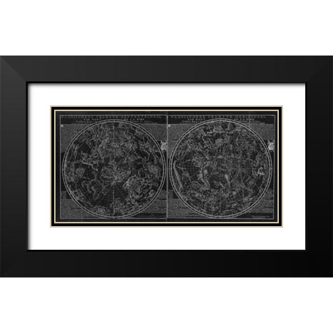 Planisphere Celeste BW Black Modern Wood Framed Art Print with Double Matting by Carlson, Tina