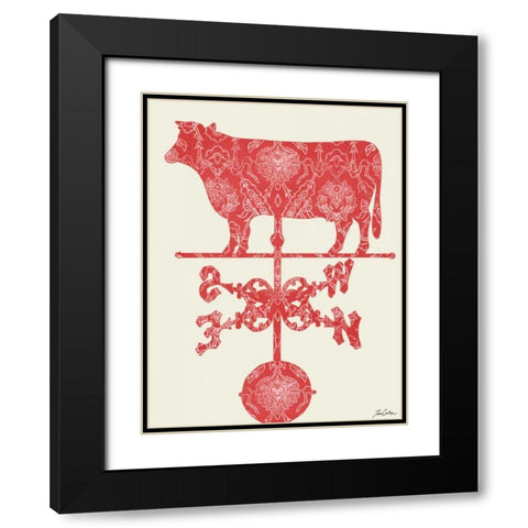 Weather Vane Cow Black Modern Wood Framed Art Print with Double Matting by Carlson, Tina