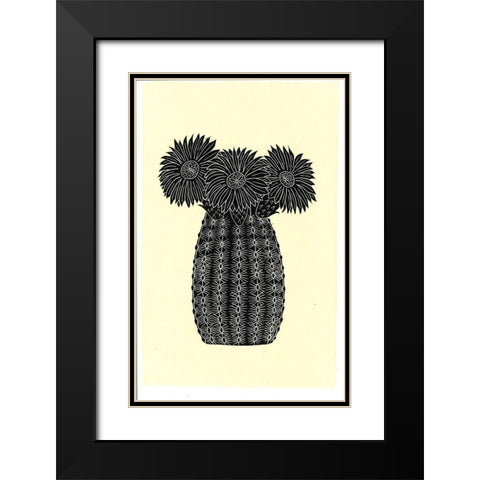 Cactus 1BW Black Modern Wood Framed Art Print with Double Matting by Carlson, Tina