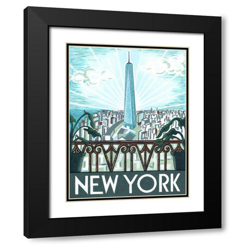 New York View Black Modern Wood Framed Art Print with Double Matting by Reaves, Thom