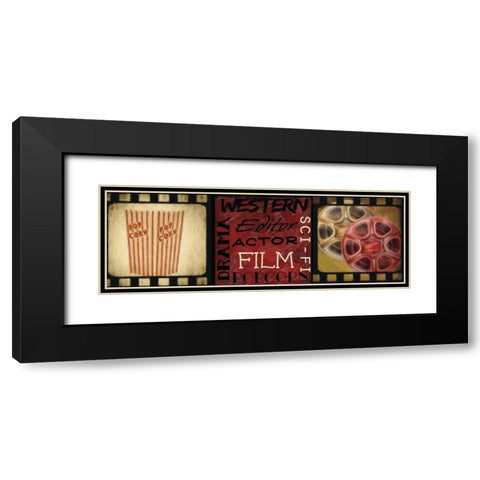 POPCORN AND FILM REEL Black Modern Wood Framed Art Print with Double Matting by Greene, Taylor